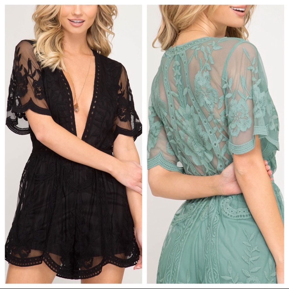 Black Lace V Romper